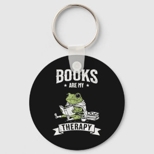 Bücher sind Therapie lustiger lesender Frosch Büch Schlüsselanhänger