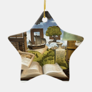 Bücher sind Wissen! Keramikornament