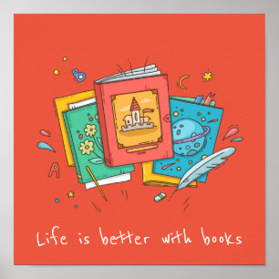 Bücher Slogan Klasse oder Bibliothek Kinderzimmer Poster