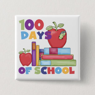 Bücher und Äpfel 100 Tage Schult-shirts Button