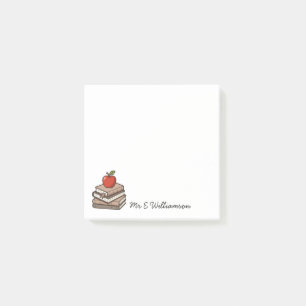 Bücher und Apple Personalized Teacher Appreciation Post-it Klebezettel