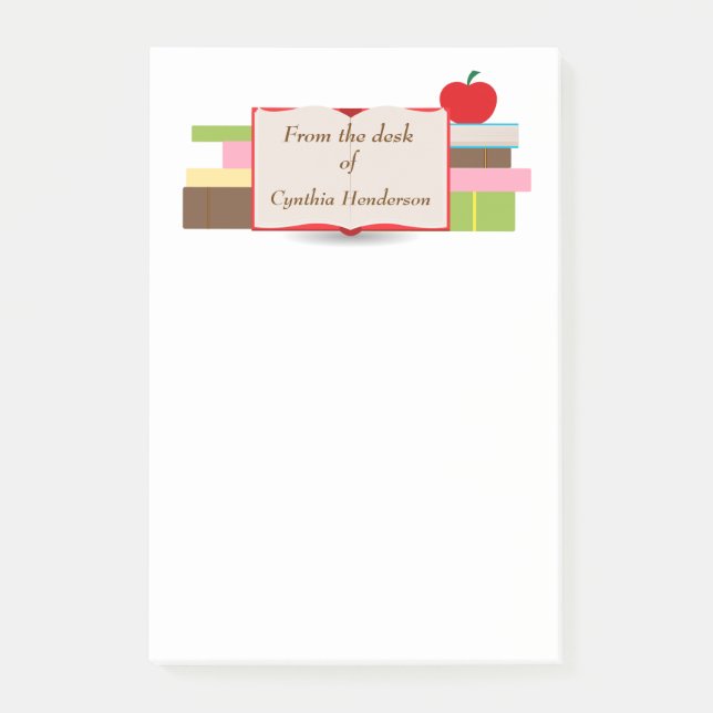 Bücher und Apple Post-it Klebezettel (Vorderseite)