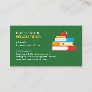 Bücher und Apple Private Tutor Business Card Visitenkarte
