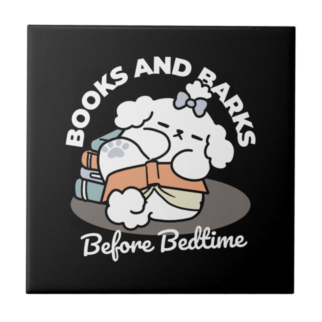 Bücher und Barks - Niedliches Design für schlampig Fliese (Vorderseite)