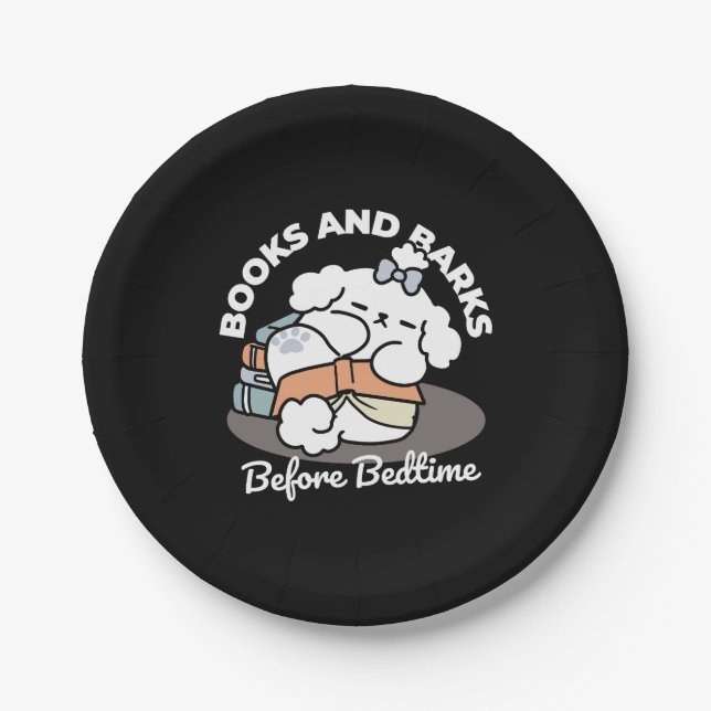 Bücher und Barks - Niedliches Design für schlampig Pappteller (Vorderseite)