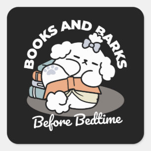 Bücher und Barks - Niedliches Design für schlampig Quadratischer Aufkleber