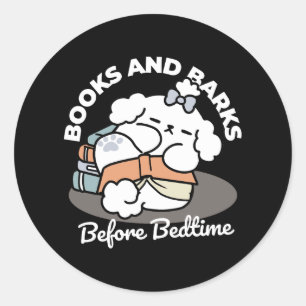 Bücher und Barks - Niedliches Design für schlampig Runder Aufkleber