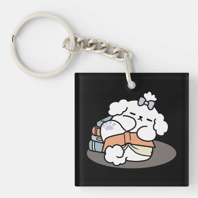 Bücher und Barks - Niedliches Design für schlampig Schlüsselanhänger (Vorderseite)