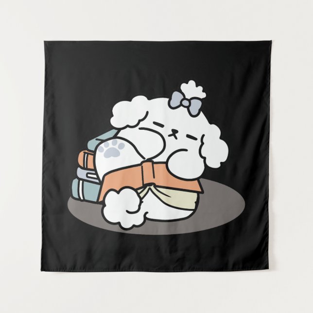 Bücher und Barks - Niedliches Design für schlampig Wandteppich (Vorderseite)