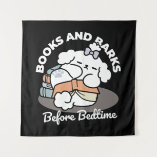 Bücher und Barks - Niedliches Design für schlampig Wandteppich