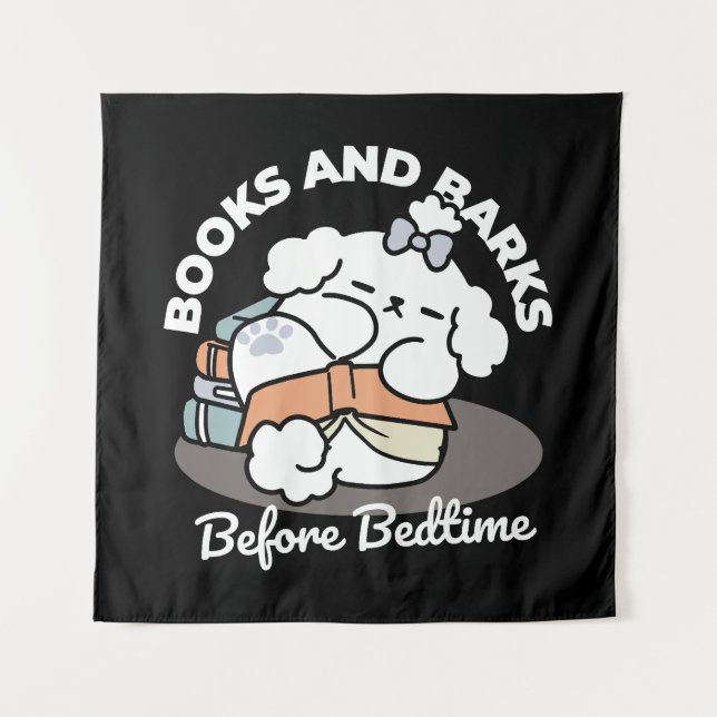 Bücher und Barks - Niedliches Design für schlampig Wandteppich (Vorderseite)