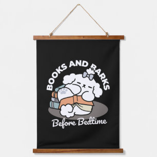Bücher und Barks - Niedliches Design für schlampig Wandteppich Mit Holzrahmen