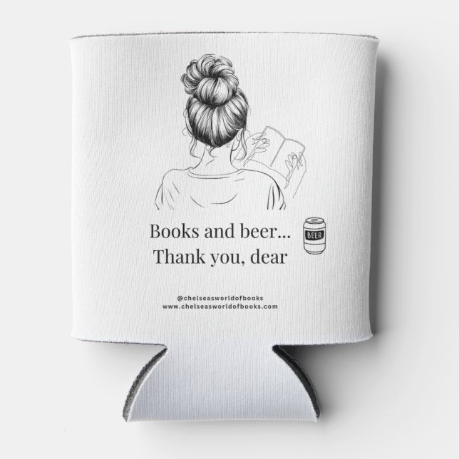 Bücher und Bier - Bier Koozie Dosenkühler (Vorderseite)