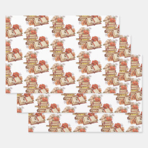 Bücher und Blume Geschenkpapier Set