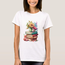 Bücher und Blume Lesen T-Shirt