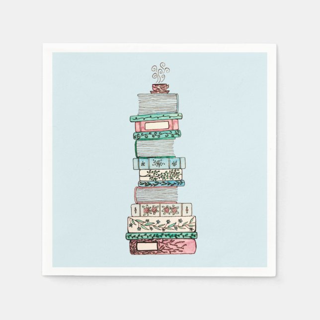 Bücher und Blüten Cocktail Napkins Serviette (Vorderseite)