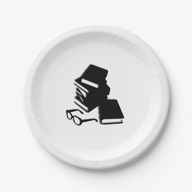 Bücher und Brillen Pappteller (Vorderseite)