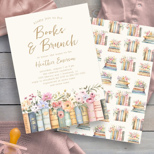 Bücher und Brunch Baby Dusche Einladung (Books and Brunch Baby Shower Invitation By Painted Paperie)