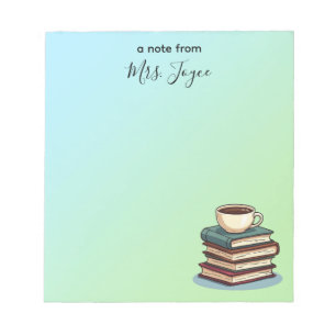 Bücher und Coffee Custom Teacher Bewertung Notizblock