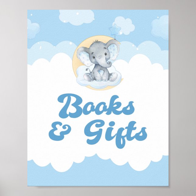 Bücher und Geschenk Blue Elephant Boy Baby Duschze Poster (Vorne)