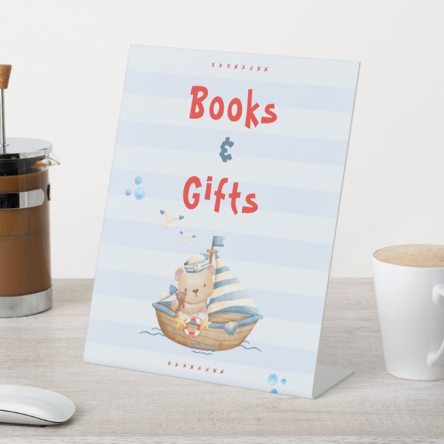 Bücher und Geschenke Ahoy seine a Boy Baby Dusche Sockelschild (In SItu)