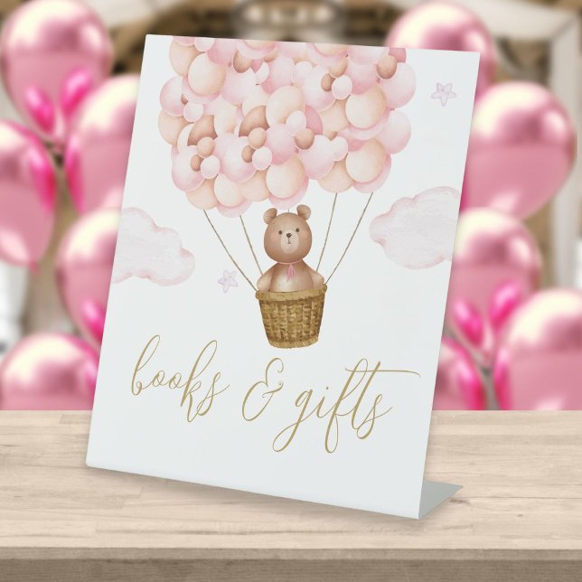 Bücher und Geschenke Bear Cub Pink Balloons Babydu Sockelschild (Von Creator hochgeladen)