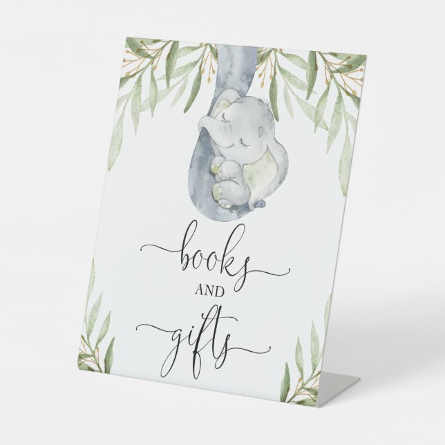 Bücher und Geschenke Grünpflanzen Elefant Babydusc Sockelschild (Vorderseite)