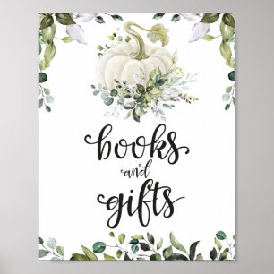 Bücher und Geschenke Grünzeug Baby Shower Schild