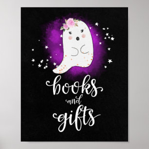 Bücher und Geschenke Halloween Baby Shower Schild