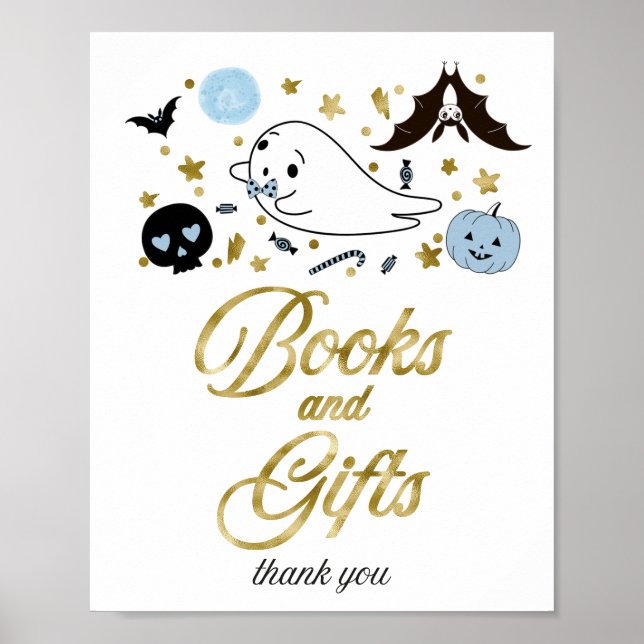 Bücher und Geschenke Halloween Babydusche Zeichen Poster (Vorne)