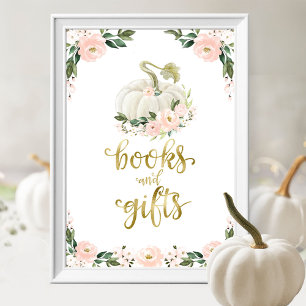 Bücher und Geschenke Kürbis Blumig Baby Shower Sch Poster