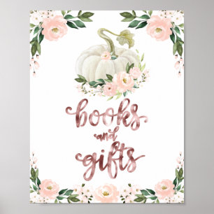 Bücher und Geschenke Kürbis Blumig Baby Shower Sch Poster