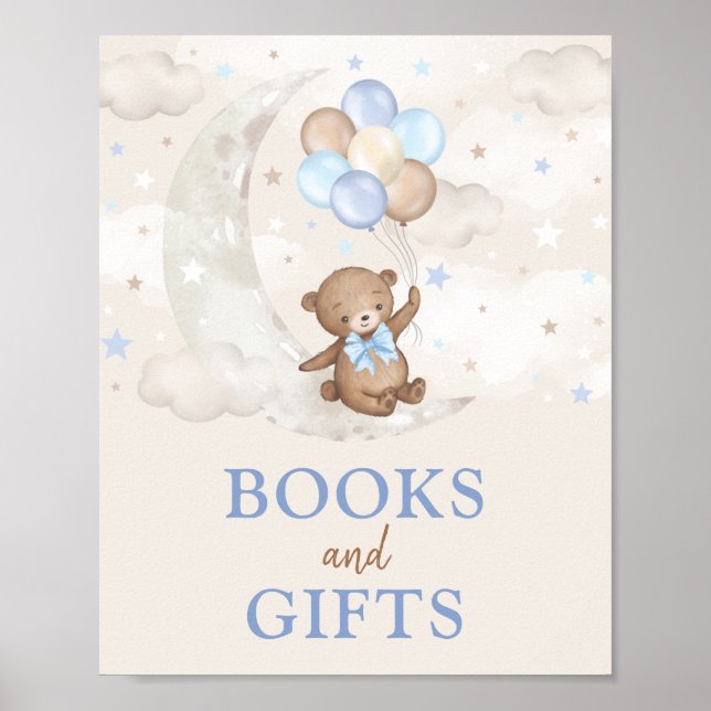 Bücher und Geschenke Moon Teddy Bär Blue Brown Bal Poster (Vorne)