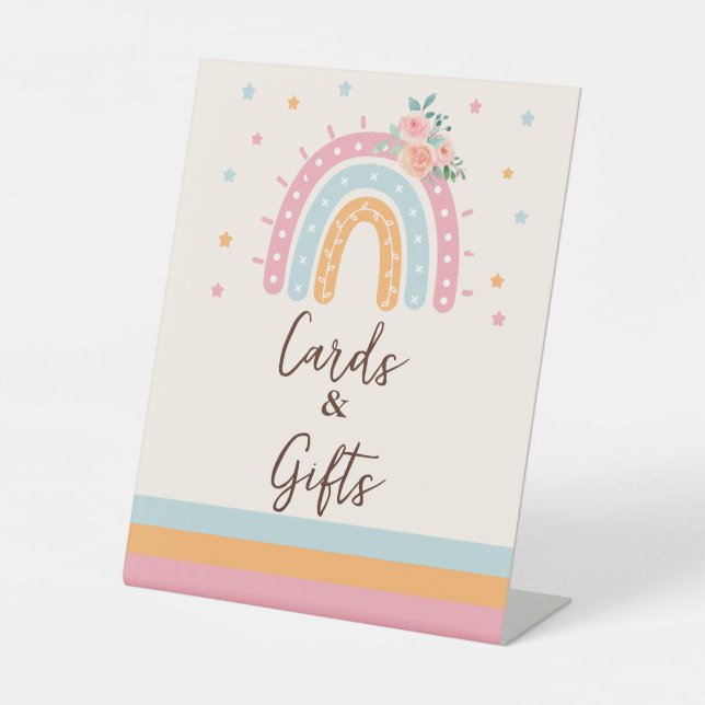 Bücher und Geschenke Rainbow Baby Dusche Pink Sockelschild (Vorderseite)