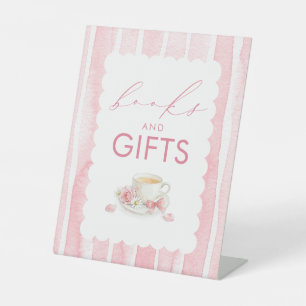Bücher und Geschenke Rosa Mädchen Baby Shower Tisc Sockelschild