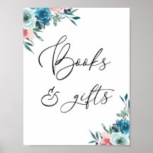 Bücher und Geschenke Rosa und blaue Blütenzeichen