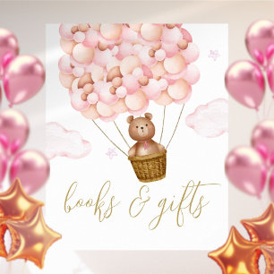 Bücher und Geschenke Teddybär Rosa Baby Shower Sch Poster