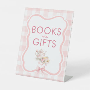 Bücher und Geschenke Teeparty Baby Shower Tischsch Sockelschild