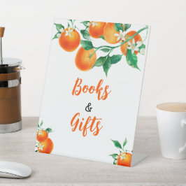 Bücher und Geschenke Unterschreiben Orange Babydus Sockelschild