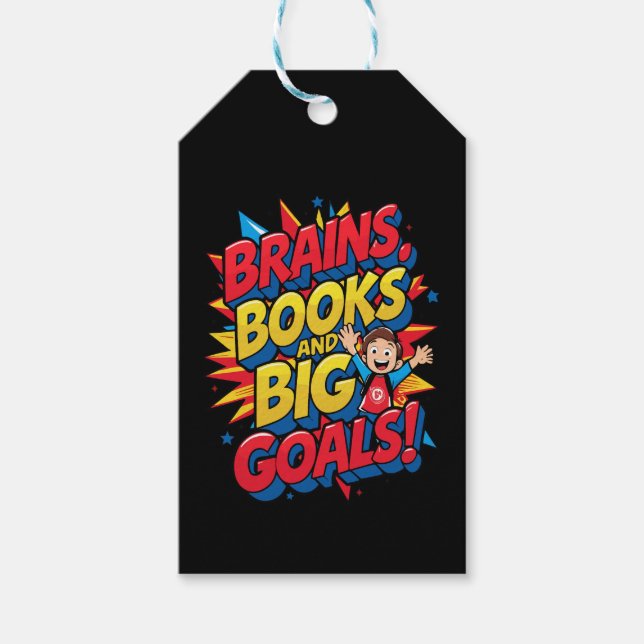 Bücher und große Ziele - Spaß zurück in die Schule Geschenkanhänger (Vorderseite)