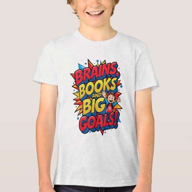 Bücher und große Ziele - Spaß zurück in die Schule Tri-Blend Shirt (Vorderseite)