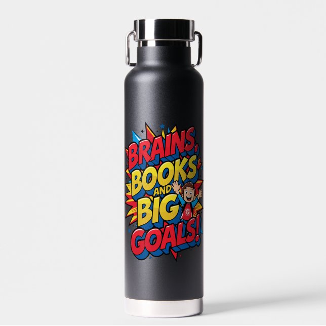 Bücher und große Ziele - Spaß zurück in die Schule Trinkflasche (Vorne)