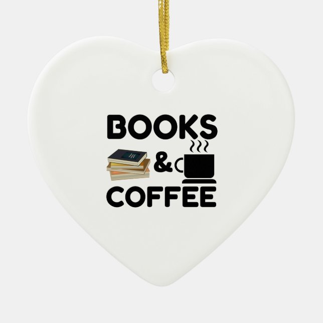 Bücher und Kaffee Keramik Ornament (Vorne)