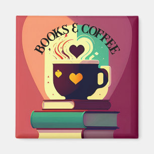 Bücher und Kaffee Magnet