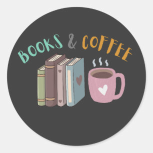 Bücher und Kaffee Süßes Buch- und Kaffeeliebhaber- Runder Aufkleber