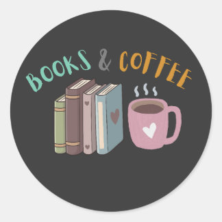 Bücher und Kaffee Süßes Buch- und Kaffeeliebhaber- Runder Aufkleber