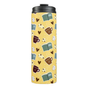 Bücher und Kaffee Thermosbecher