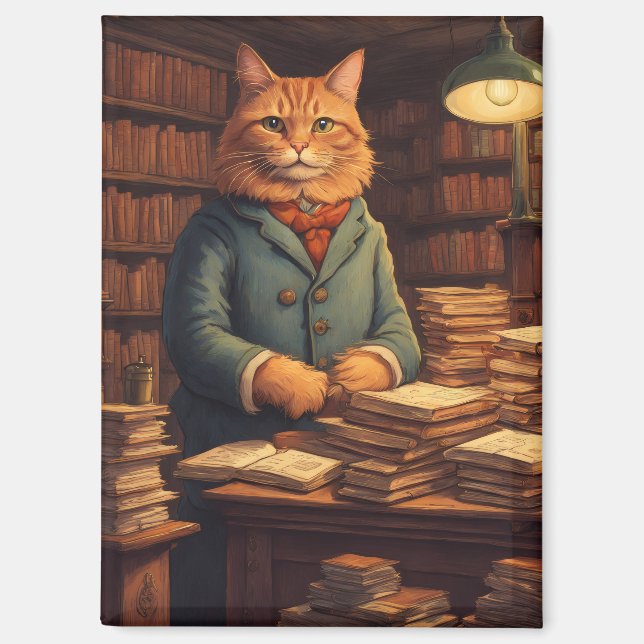 Bücher und Katzen Magnet (Vorderseite)