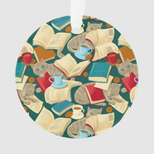 Bücher und Katzen Ornament