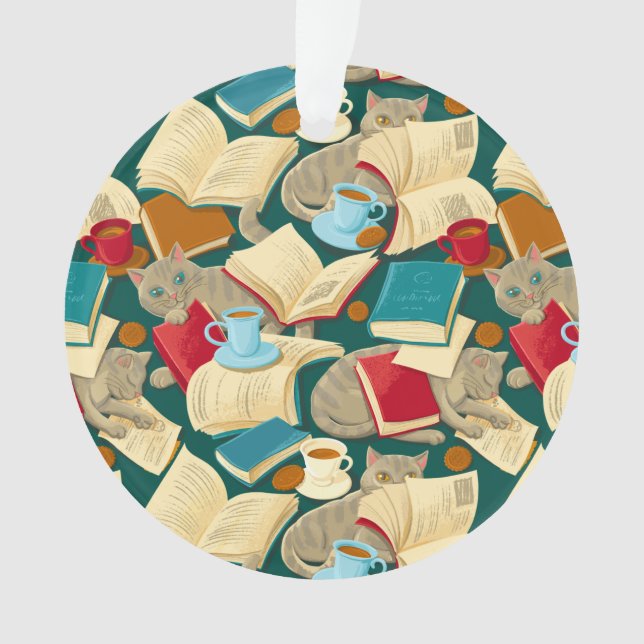 Bücher und Katzen Ornament (Vorderseite)